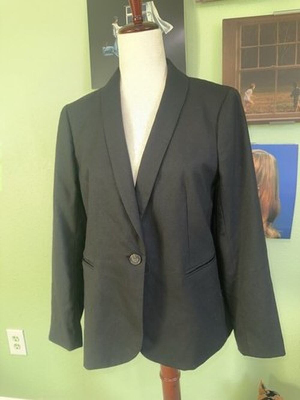 J.Crew Parke Stretch Wool Blazer Black Size 10P Single Button Academia Classic